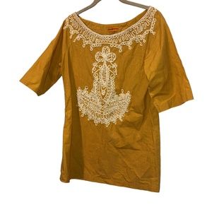 Roberta roller rabbit freymann marigold yellow white embroidered tunic t…